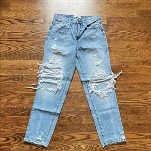 Pistola Light Blue Distressed Straight Leg Jeans